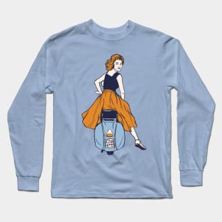 Italian girl on Vespa Piaggio Long Sleeve T-Shirt